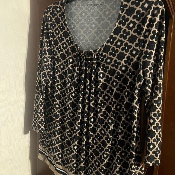 croft & barrow Tops - Croft & Barrow Black and White Ruched Blouse